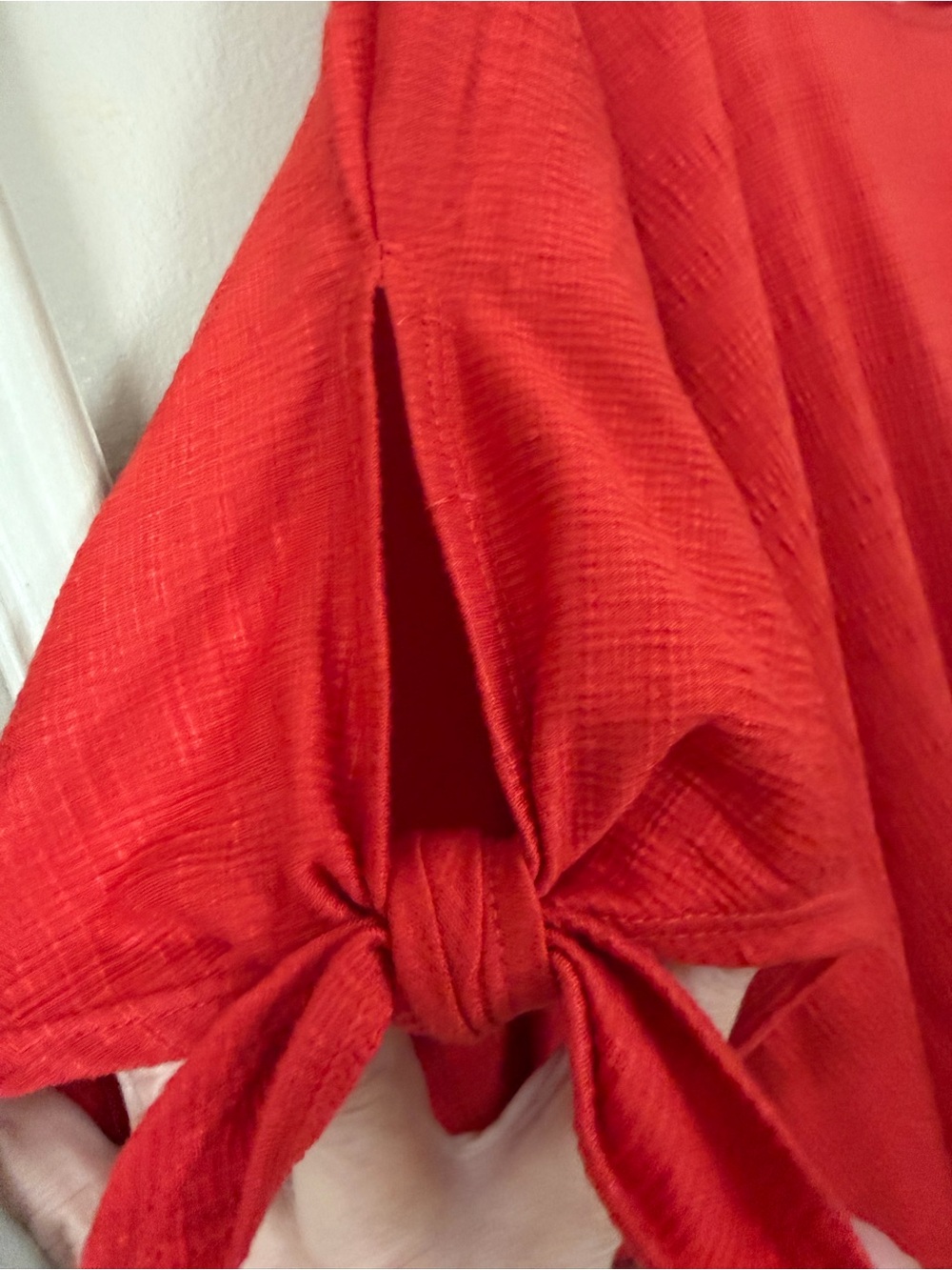 Max Studio Burnt Orange Textured Short-Sleeve Tunic with Sleeve Tie - Picture 4 of 4